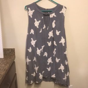 Blue grey honey belle dress with embroidery